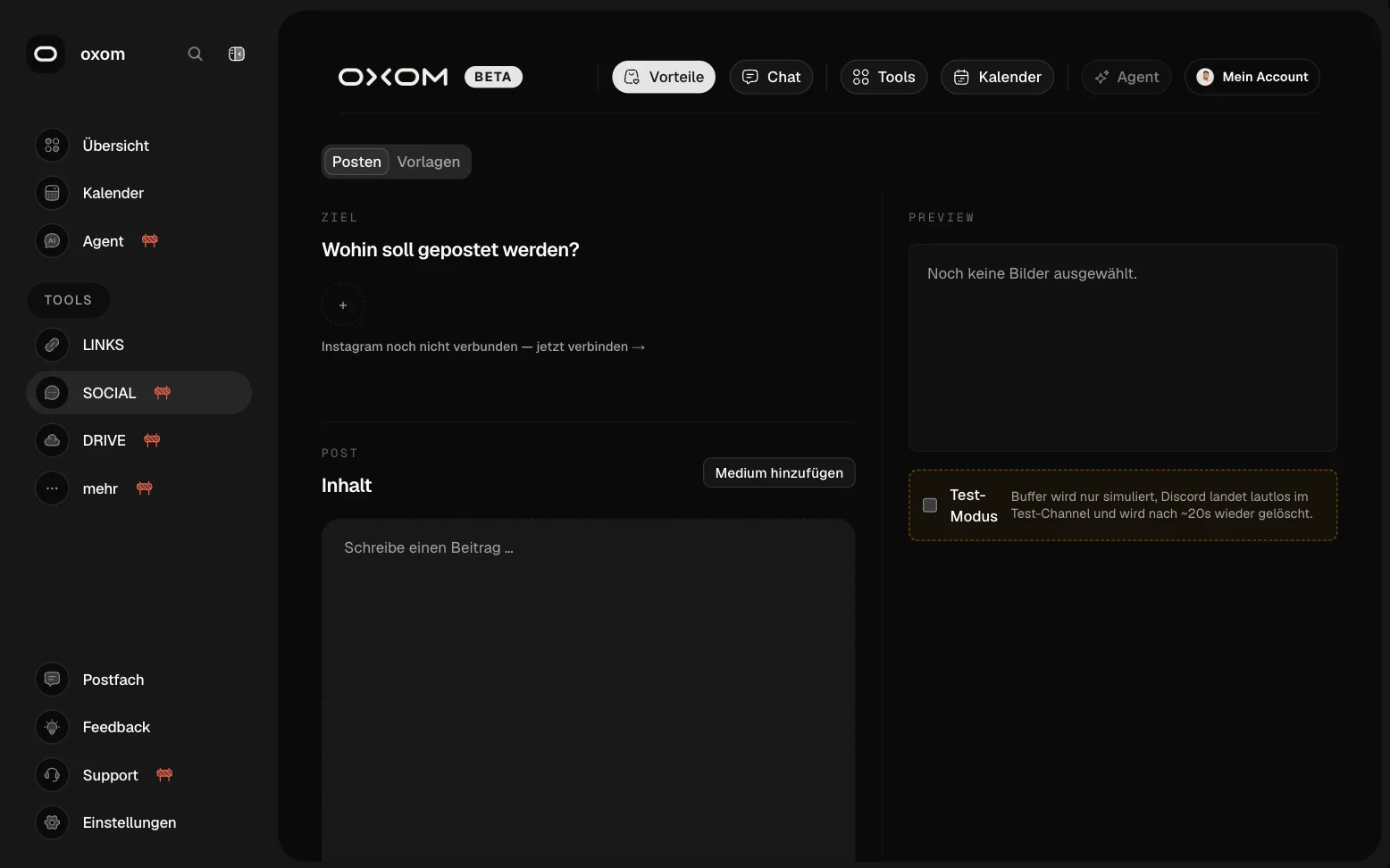 Publish-Editor mit Ziel, Inhalt und Vorschau
